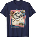 Prairie Girl at Heart White Cowgirl Design T-Shirt - Navy Blue