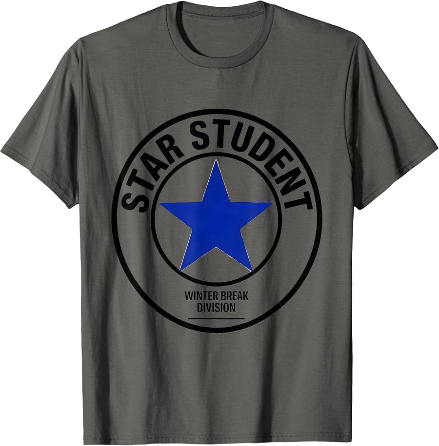 Star Student Winter Break Division Teacher Humor T-Shirt - Asphalt Grey