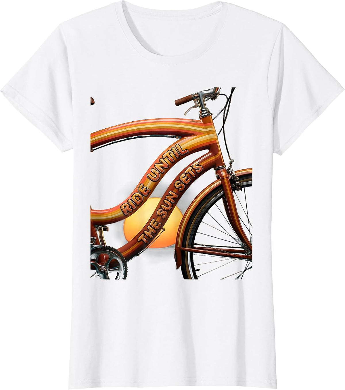 Ride Until The Sun Sets Cycling Design T-Shirt - White