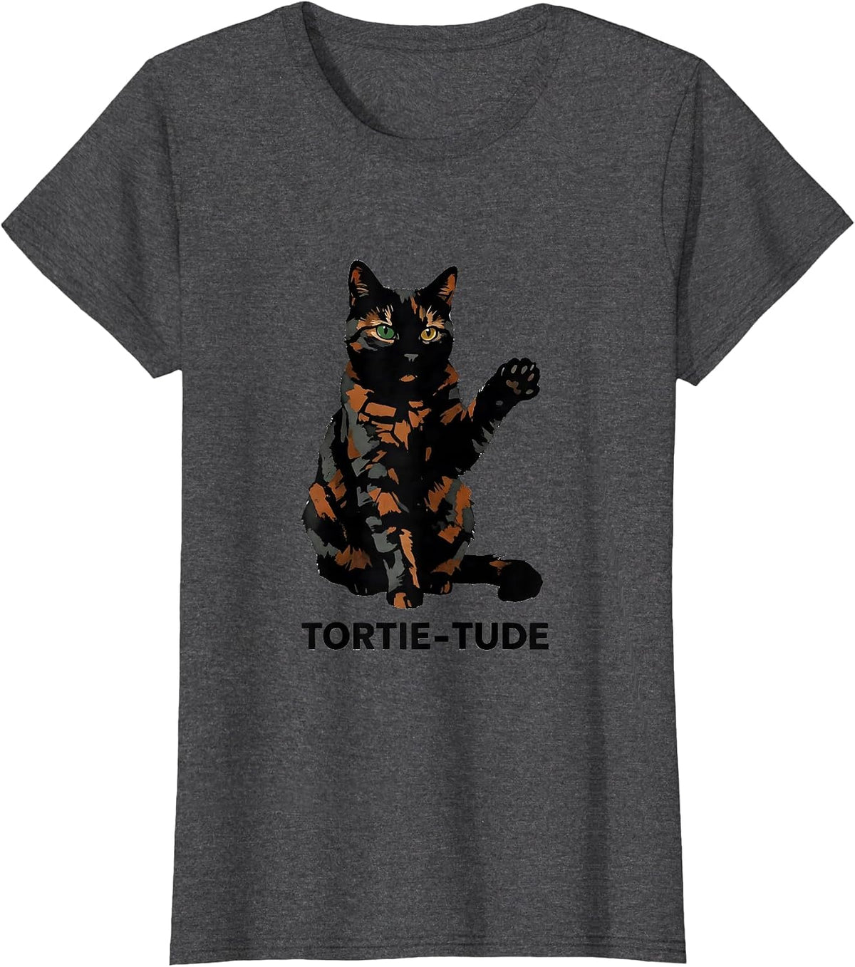 Women's Tortie-Tude Funny Tortoiseshell Cat Owner Tortie Cat Lover T-Shirt - Dark Heather Grey