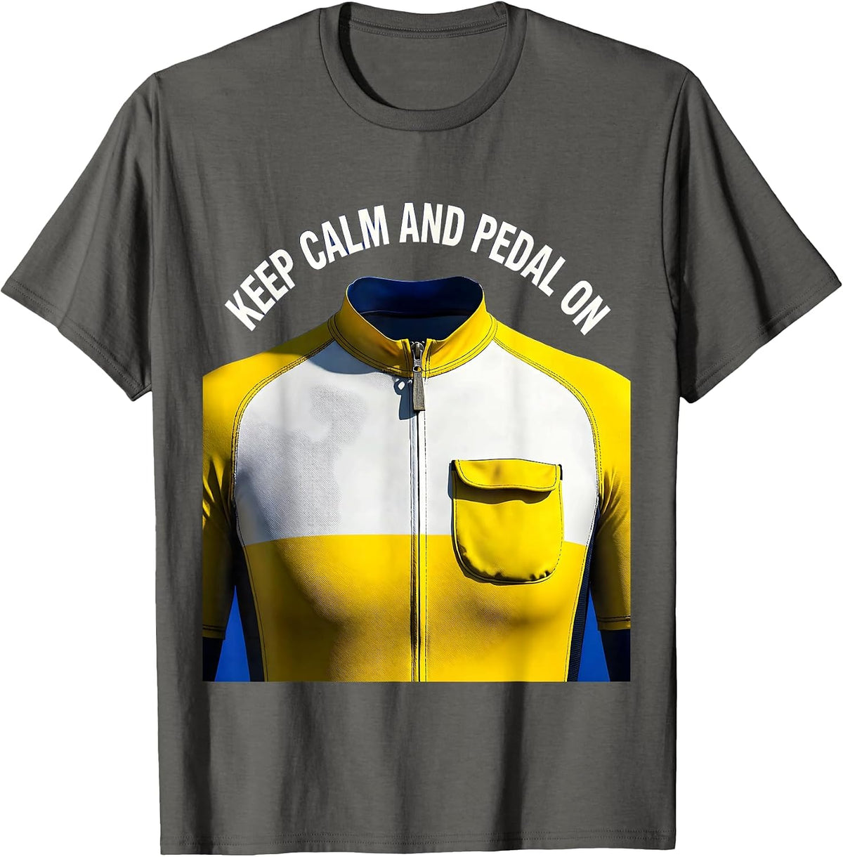 Keep Calm and Pedal On Cycling Design T-Shirt - Asphalt Grey