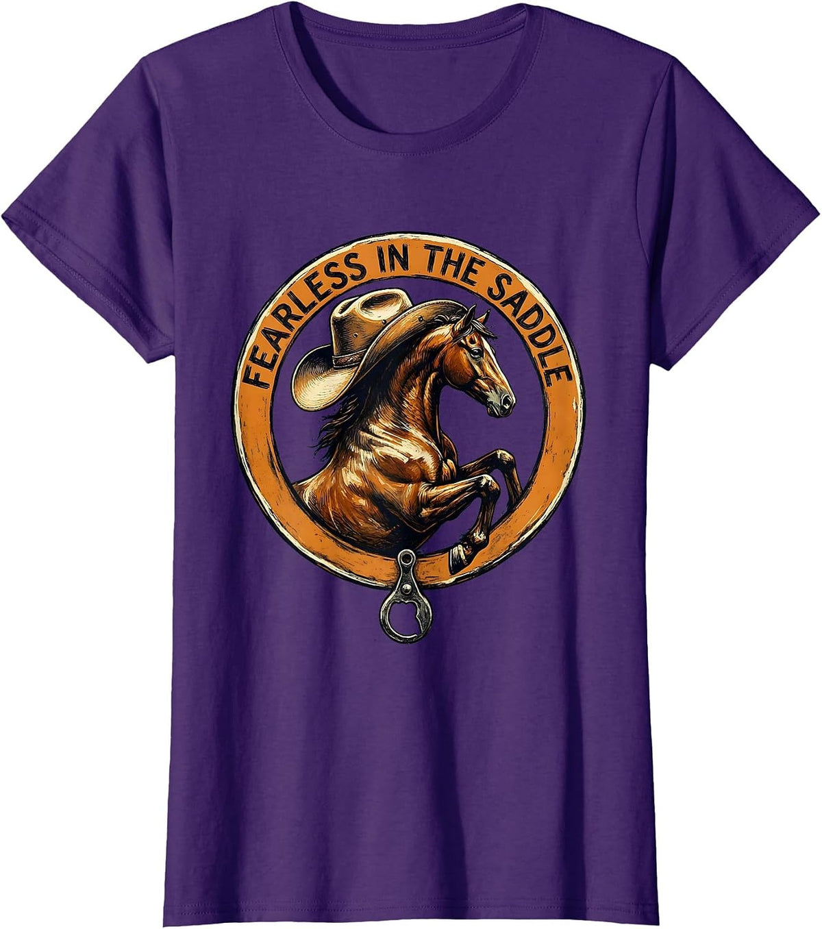 Women's Fearless in the Saddle Cowgirl Design T-Shirt - Purple