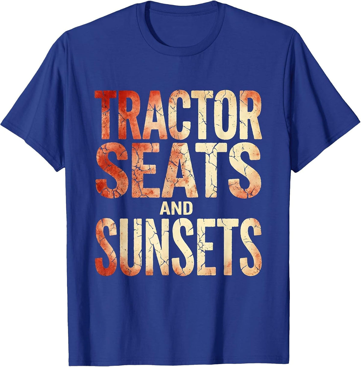 Tractor Seats and Sunsets Farming Life Design T-Shirt - Royal Blue