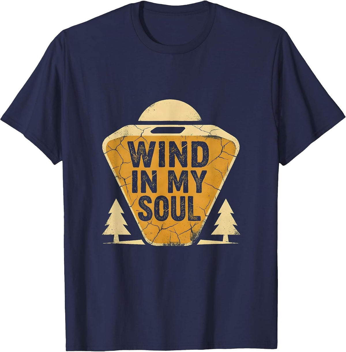 Wind In My Soul Motorcycle Rider Design T-Shirt - Navy Blue
