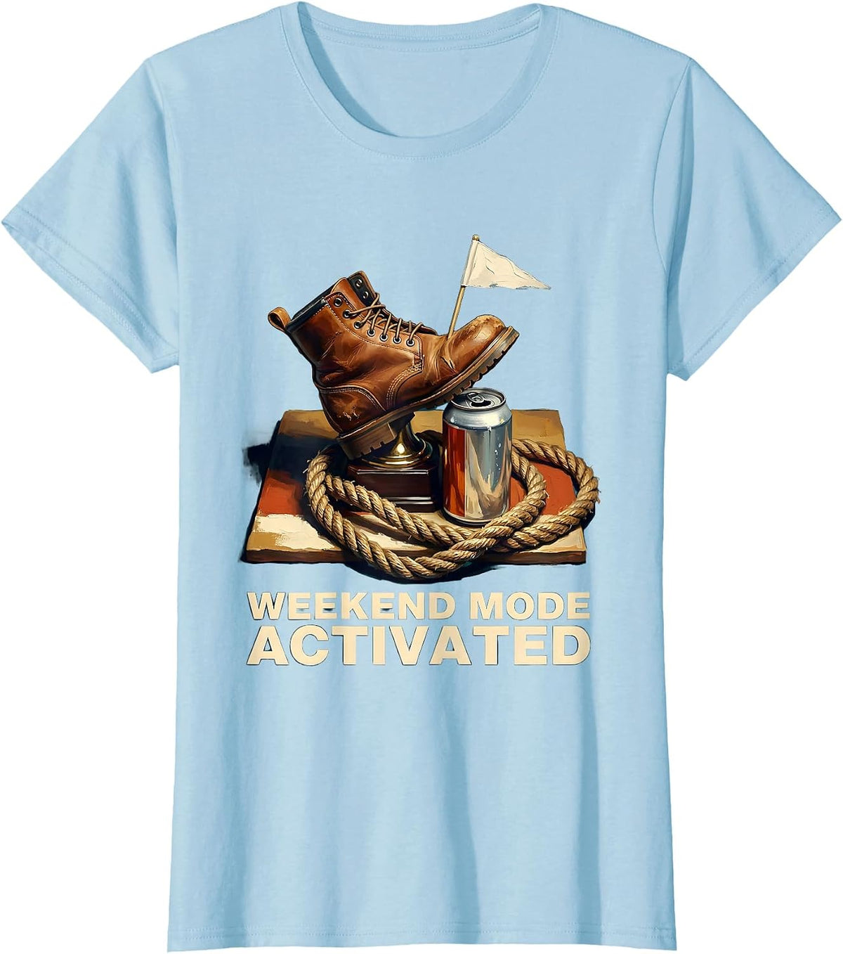 Weekend Mode Activated Labor Day Graphic T-Shirt, Women, Baby Blue, 3X-Large - As Pictured