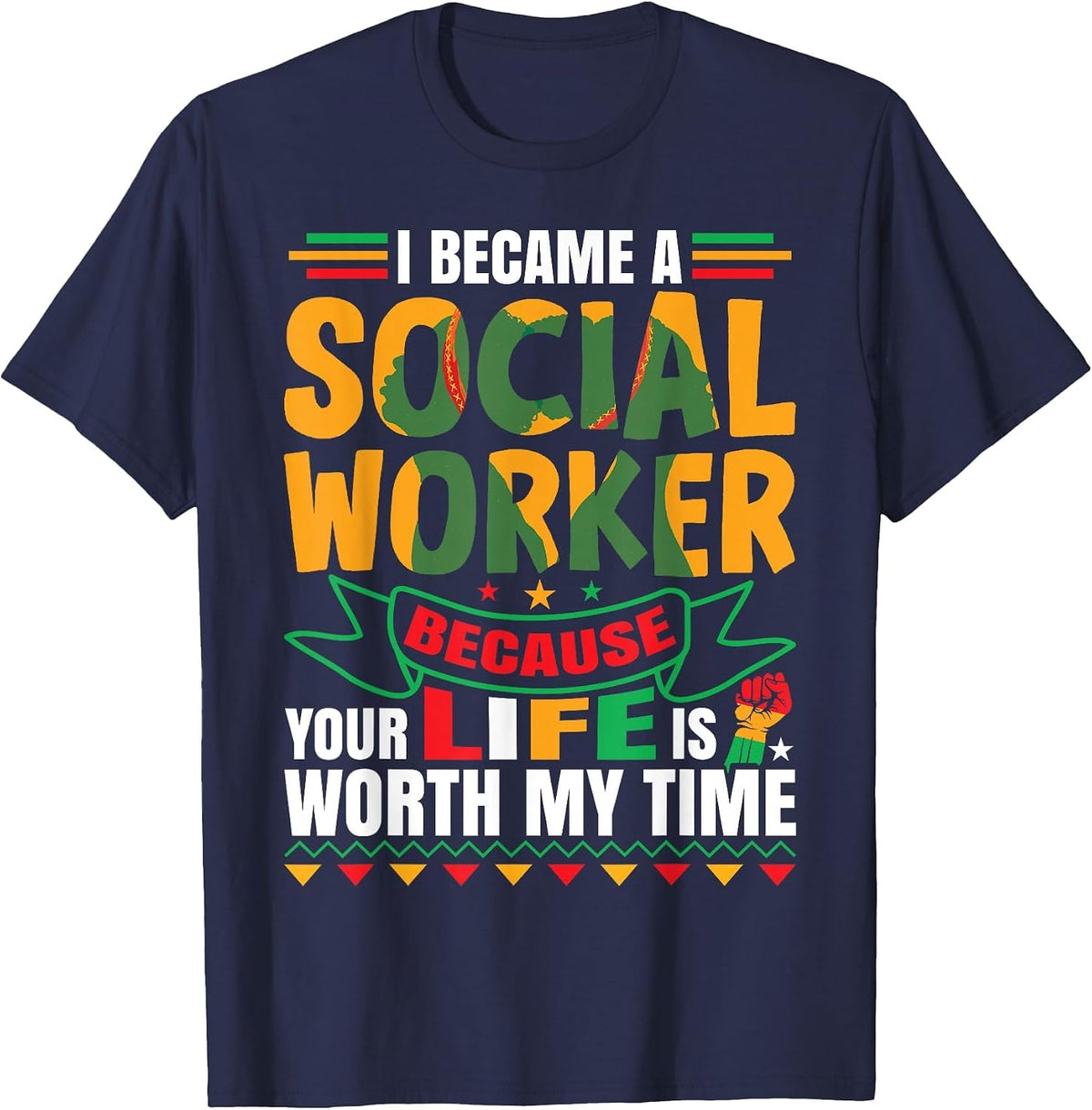 Social Work Appreciation Black Social Worker T-Shirt - Navy Blue