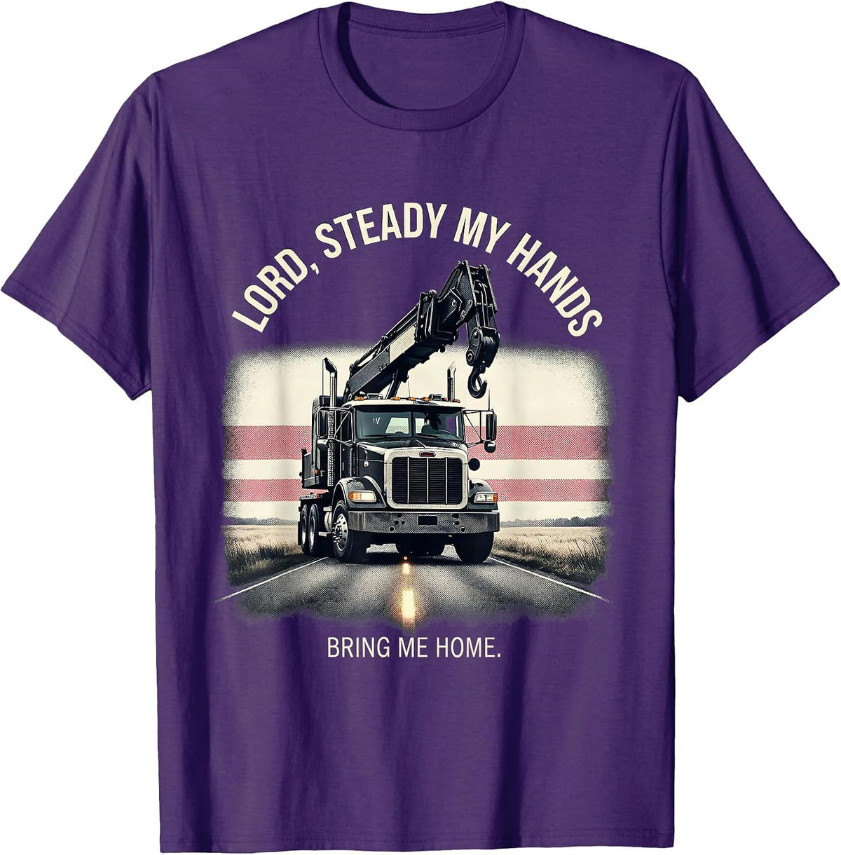 Lord Steady My Hands Bring Me Home Patriotic American Flag T-Shirt - Purple