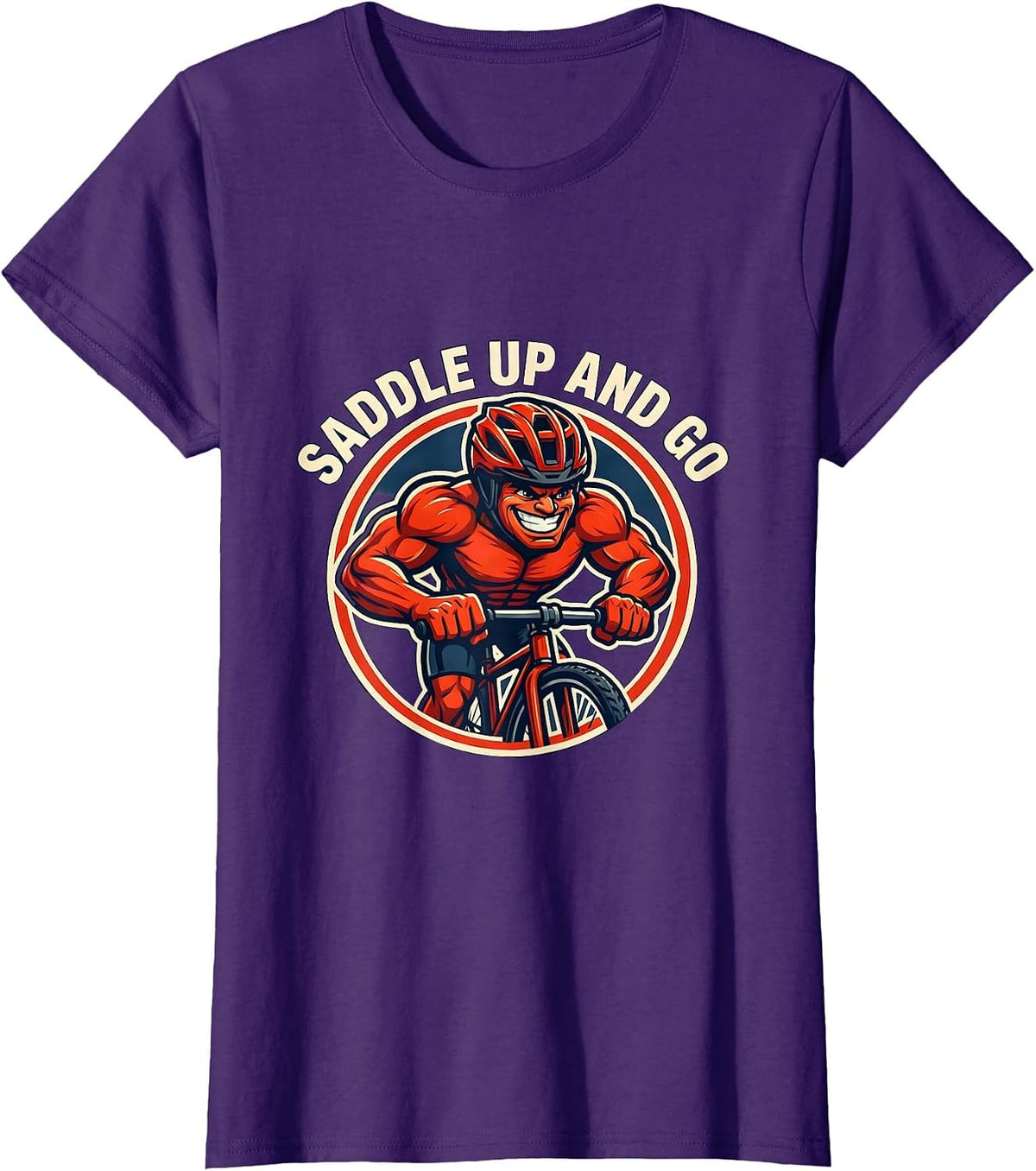 Women's Saddle Up and Go Cycling Graphic Design T-Shirt - Purple