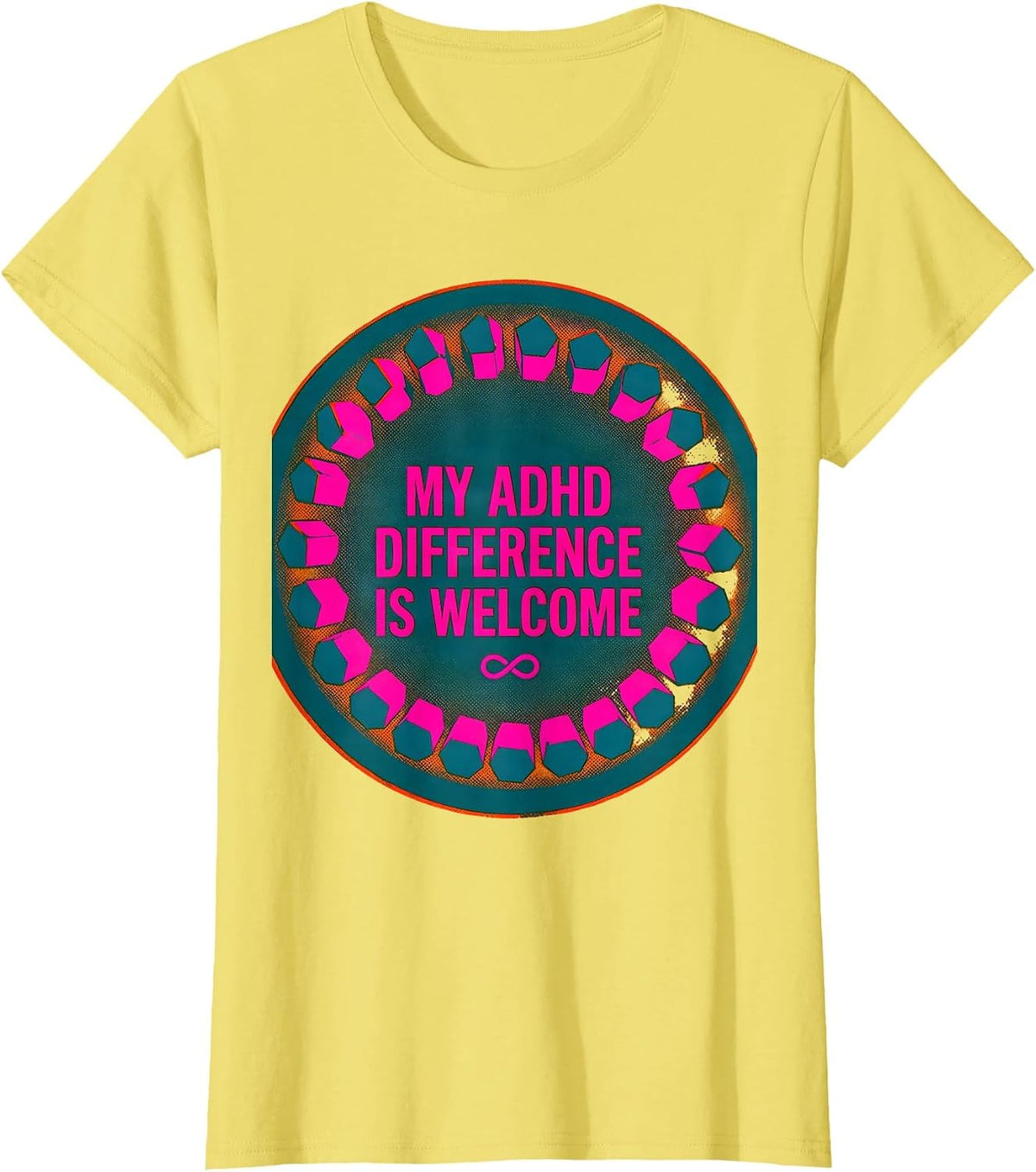 My ADHD Difference Is Welcome Risograph Neurodiversity Humor T-Shirt - Lemon Yellow