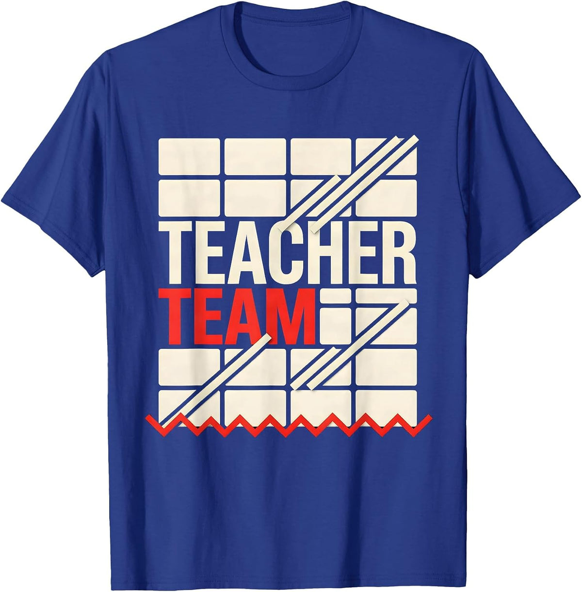 Men's Teacher Team Playful Teacher Crew New Wave Typography T-Shirt - Royal Blue