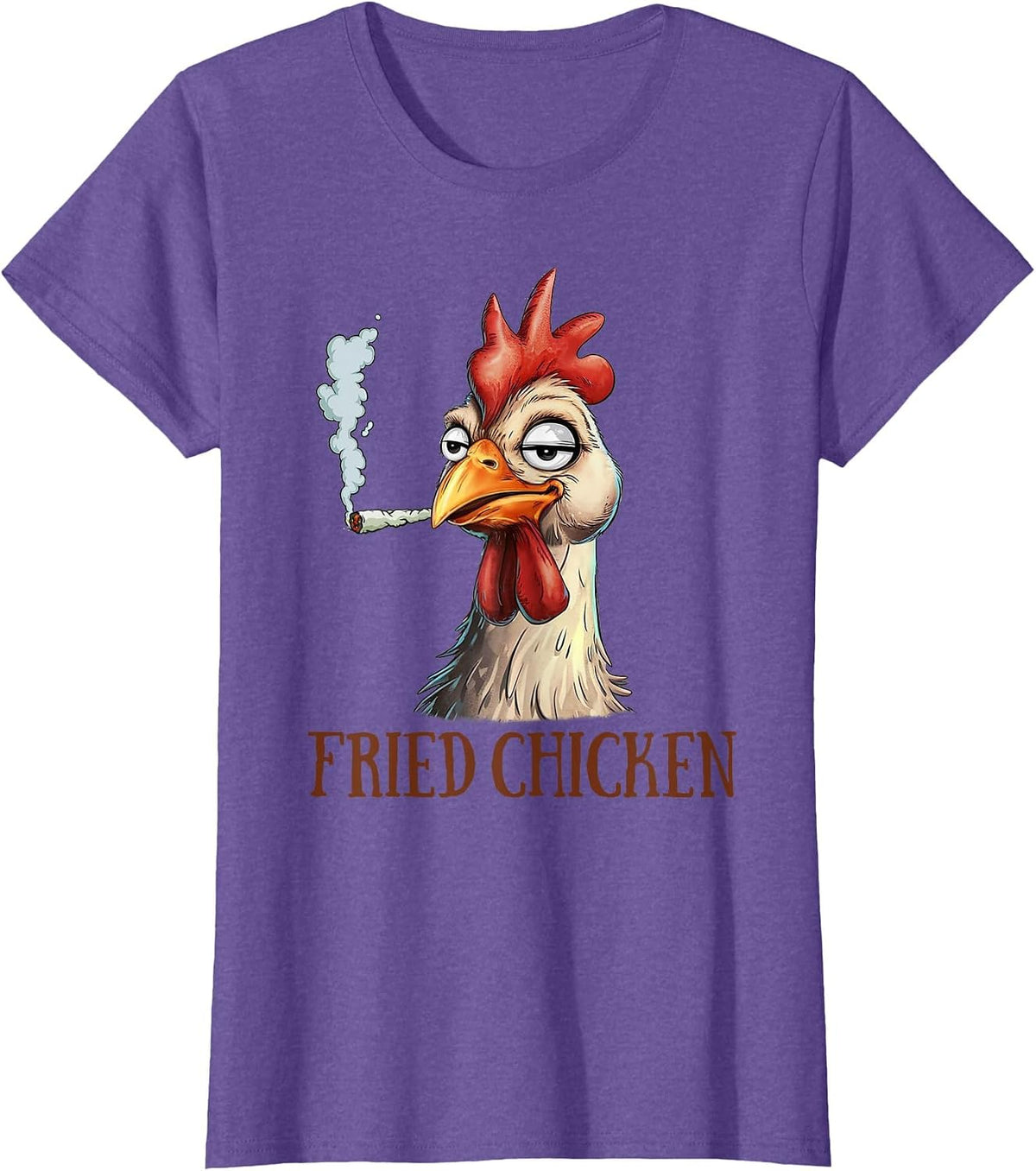 Cannabis Weed Lover 420 Chicken Smoking Stoned Fried Chicken Tees T Shirts - Purple Heather