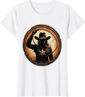 Women's Fierce Cowgirl Sheriff Star Raised Lasso Illustration T-Shirt - White