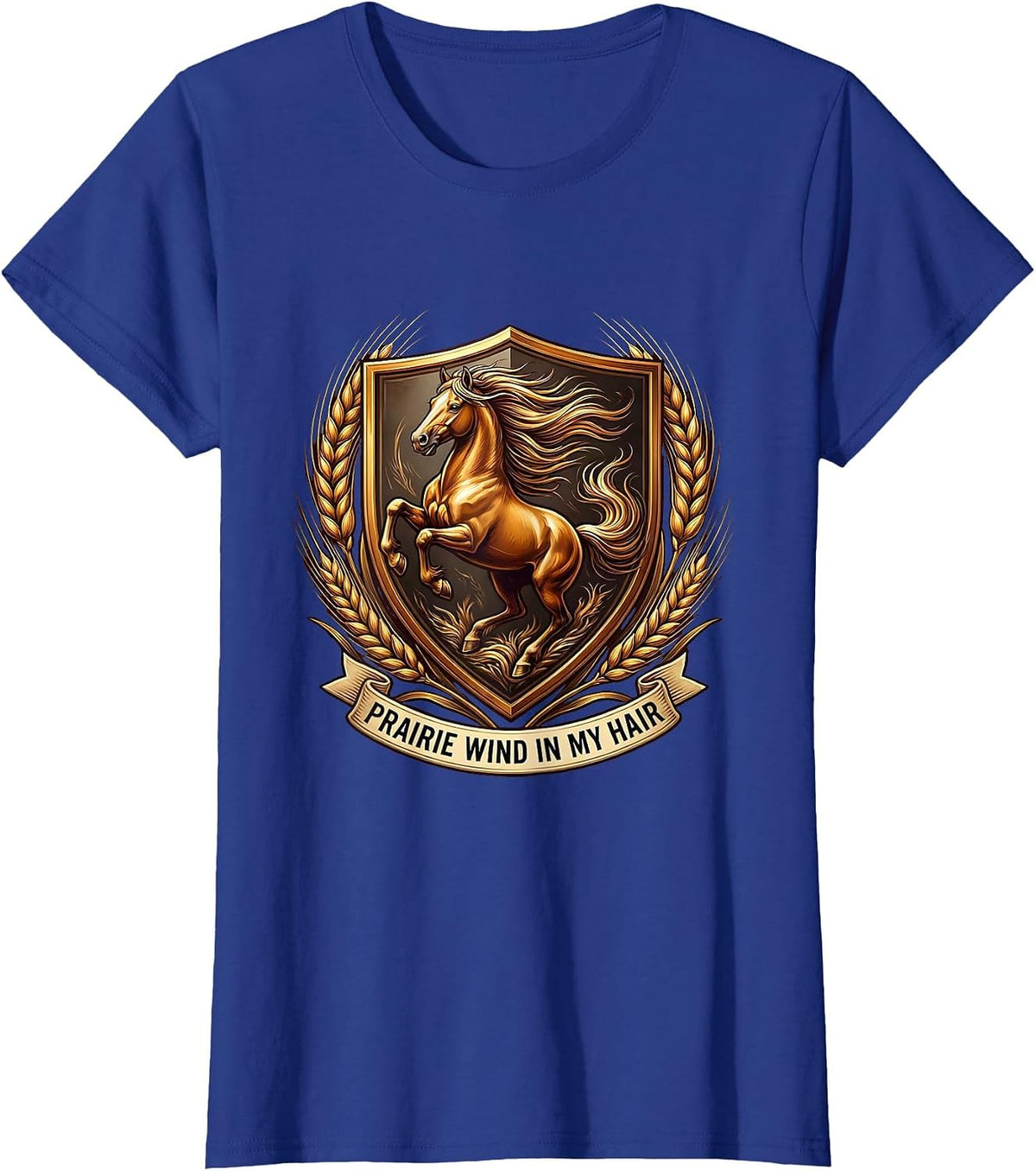 Women's Prairie Wind In My Hair Western Design T-Shirt - Royal Blue