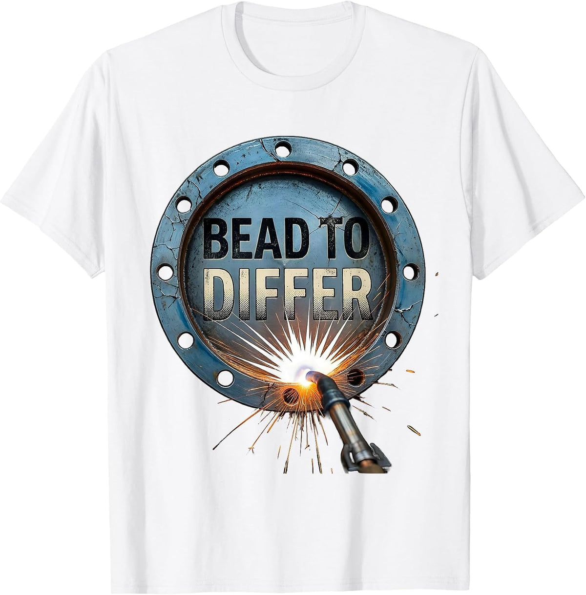 Men's Bead To Differ Distressed Welder Trade Pride Humor T-Shirt - White