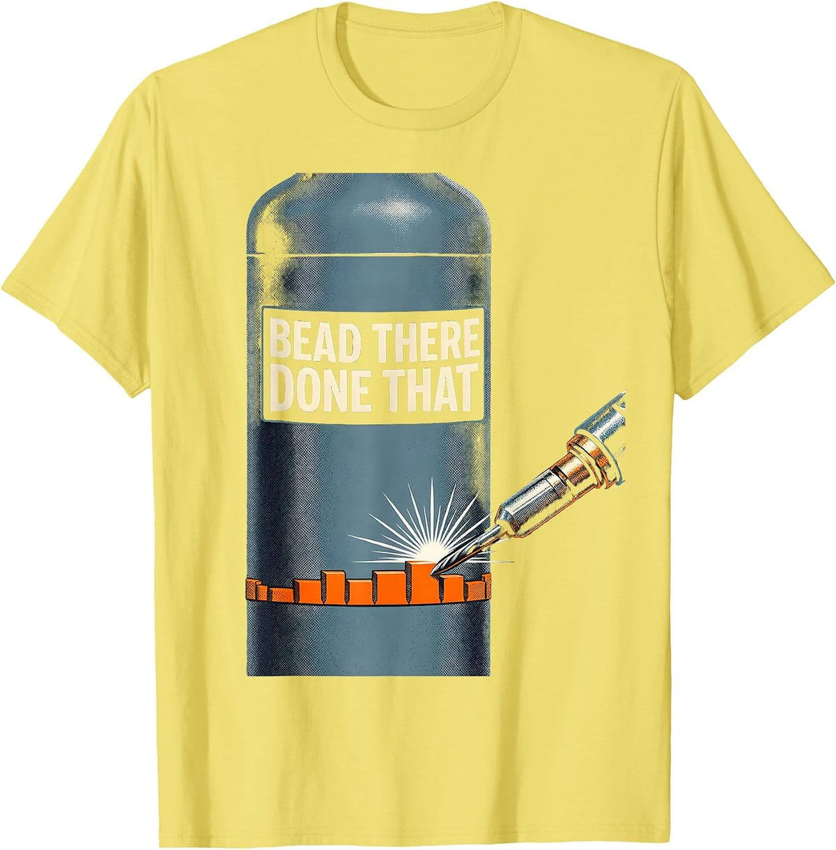 Men's Bead There Done That Funny Welder Trade Pride Humor T-Shirt - Lemon Yellow