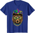Bear Animal Lover Cute Mardi Gras Carnival Jester T-Shirt, Youth, Royal Blue, Medium - As Pictured