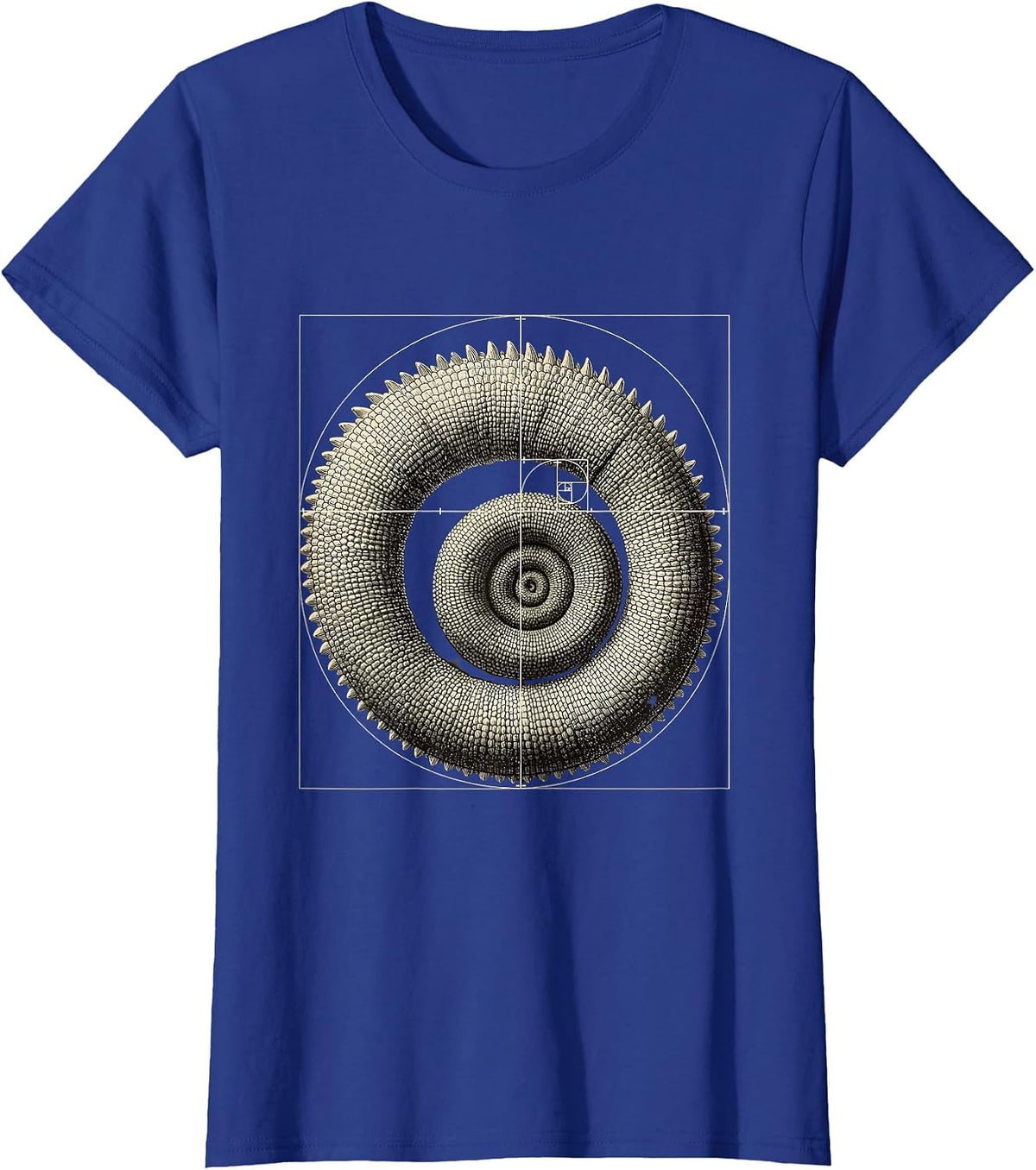 Women's Coiled Chameleon Tail Sacred Geometry Math Lover Design T-Shirt - Royal Blue