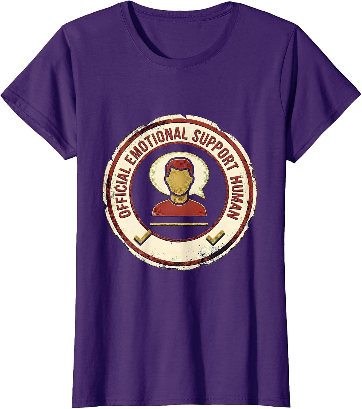 Women's Official Emotional Support Human Funny Therapist Counselor T-Shirt - Purple