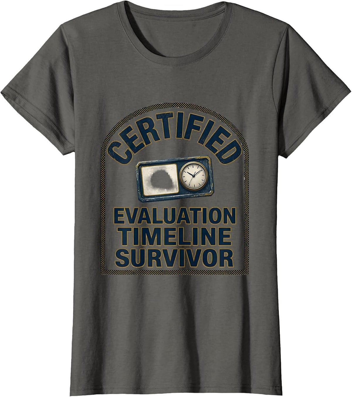 Women's Certified Evaluation Timeline Survivor Funny SPED Teacher T-Shirt - Asphalt Grey