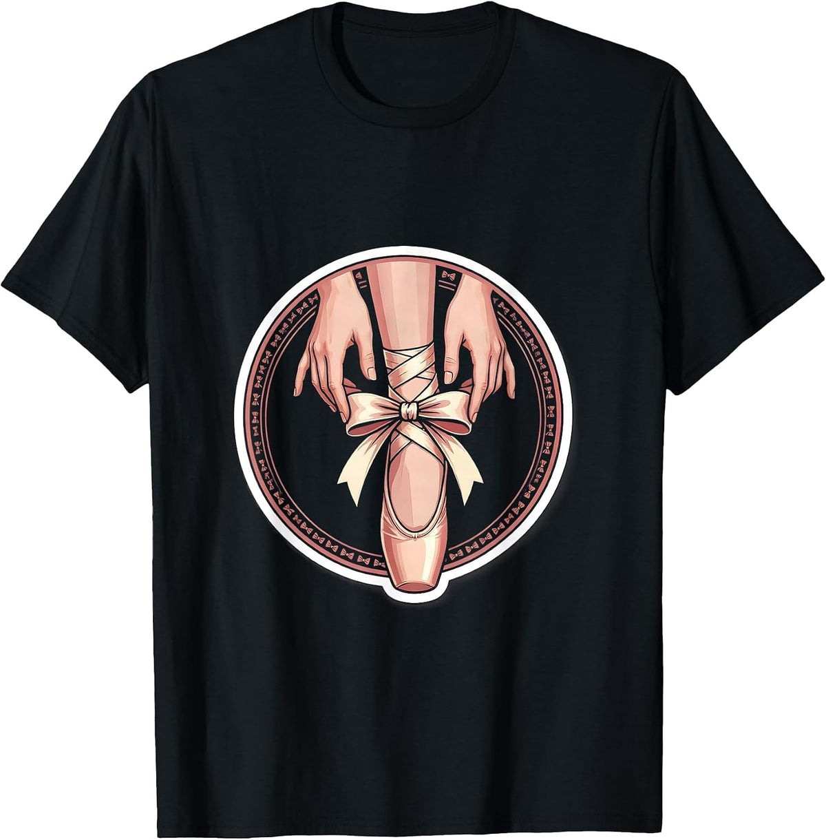 Men's Balletcore Satin Ribbon Ankle Tie Graphic T-Shirt - Black