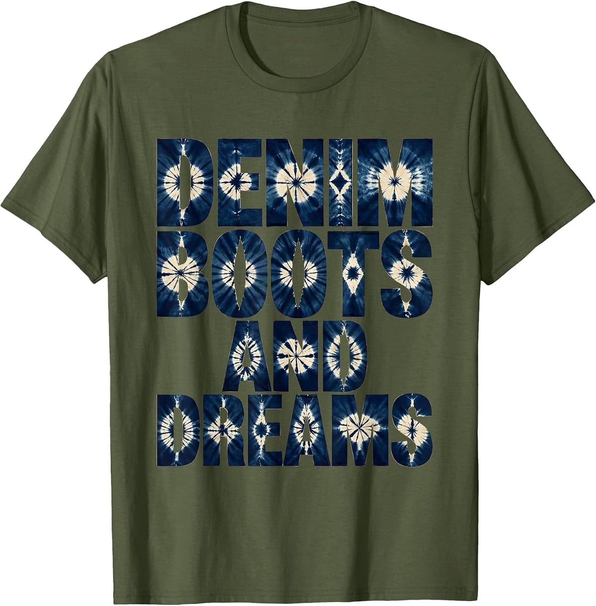 Denim Boots and Dreams Western Design T-Shirt - Olive Green