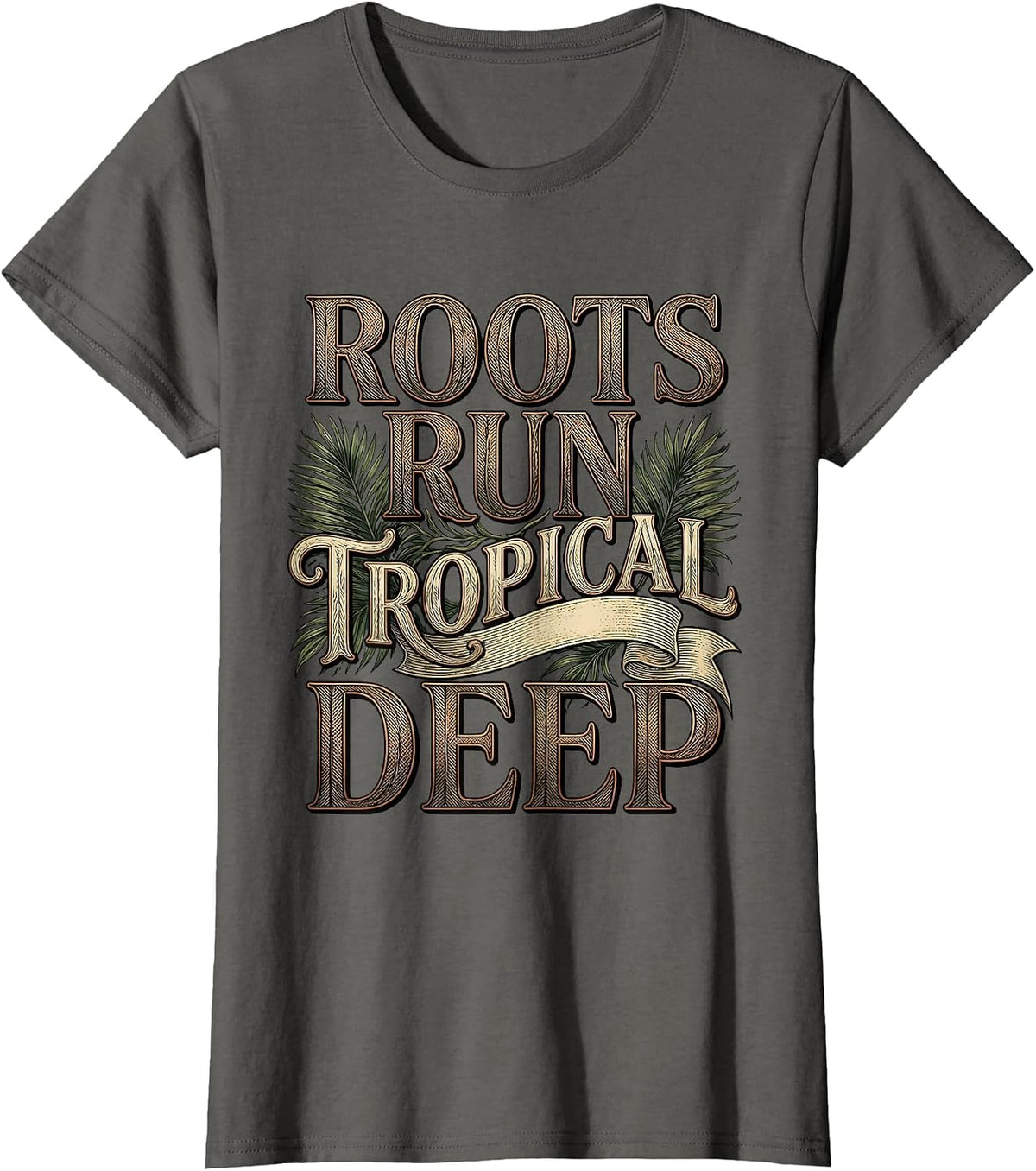 Women's Tropical Heritage Strong Merengue Dancers Design T-Shirt - Asphalt Grey