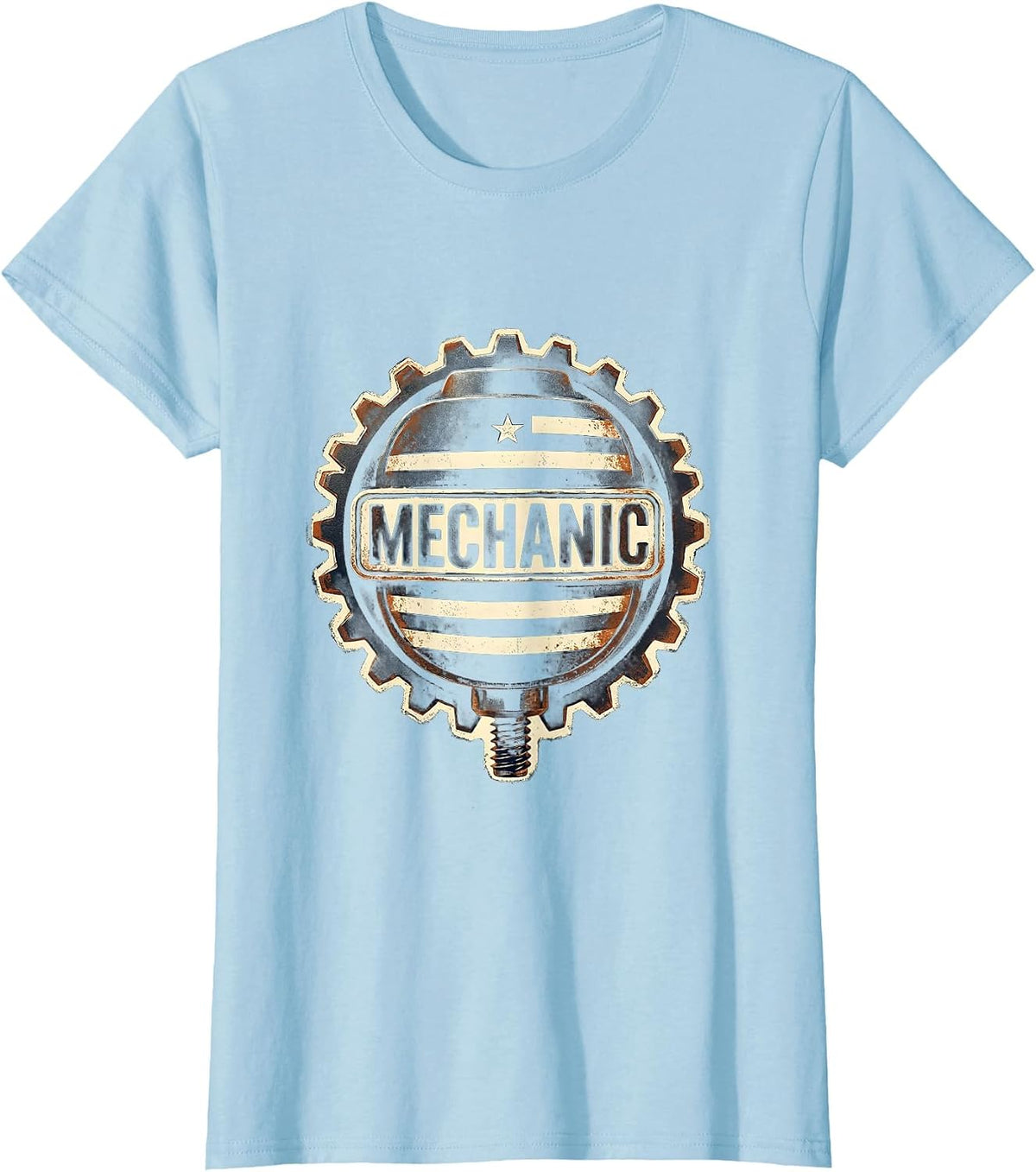 Mechanic Rubber Stamp American Flag Oilfield Worker Gift T-Shirt - Baby Blue