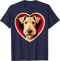 Airedale Terrier Heart Cute Puppy Dog Lover T-Shirt - Navy Blue