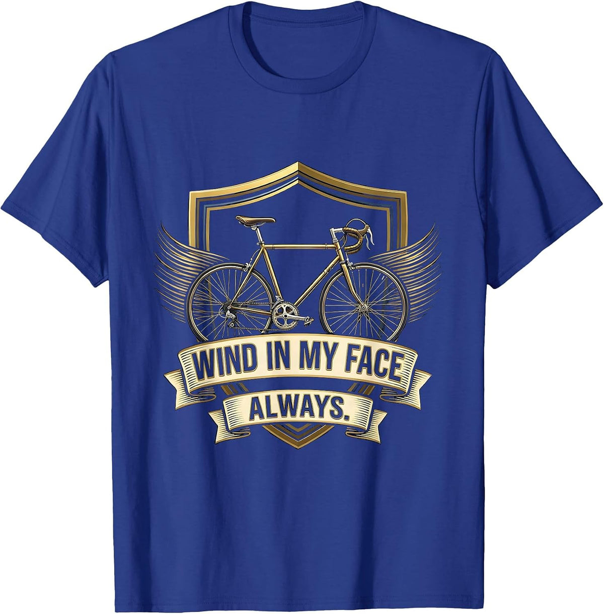 Men's Wind In My Face Always Cycling Bike Design T-Shirt - Royal Blue