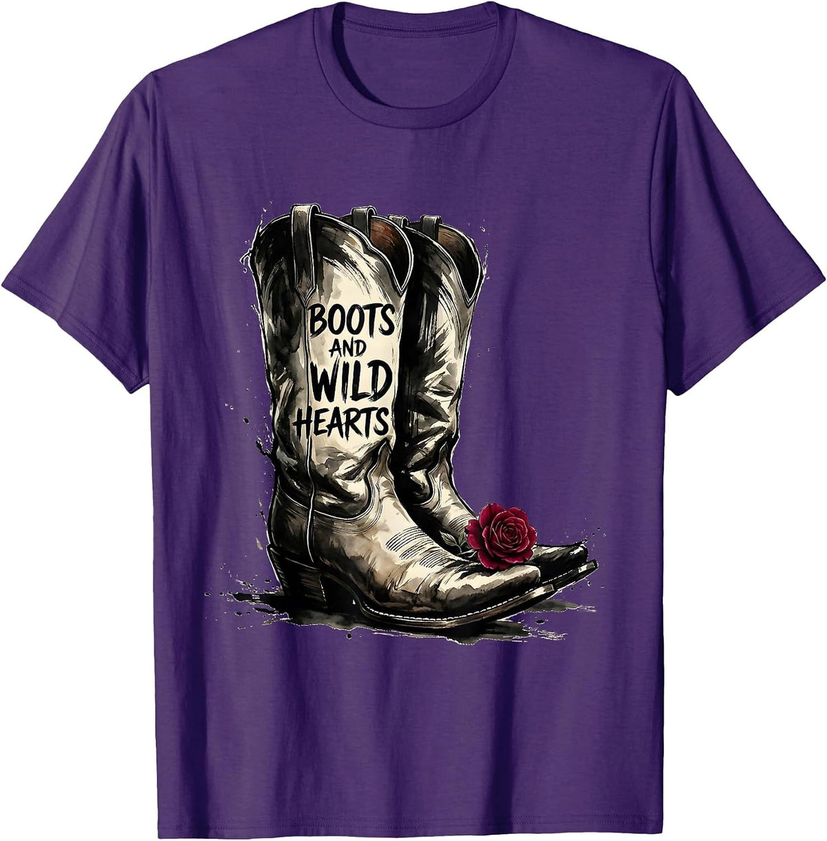 Men's Boots and Wild Hearts Girls Western Design T-Shirt - Purple