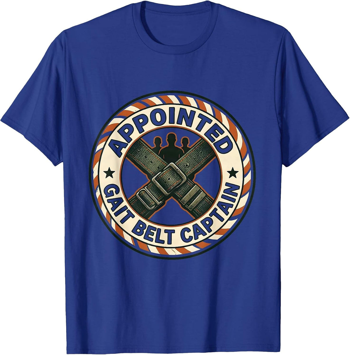 Appointed Gait Belt Captain Vintage Physical Therapist T-Shirt - Royal Blue