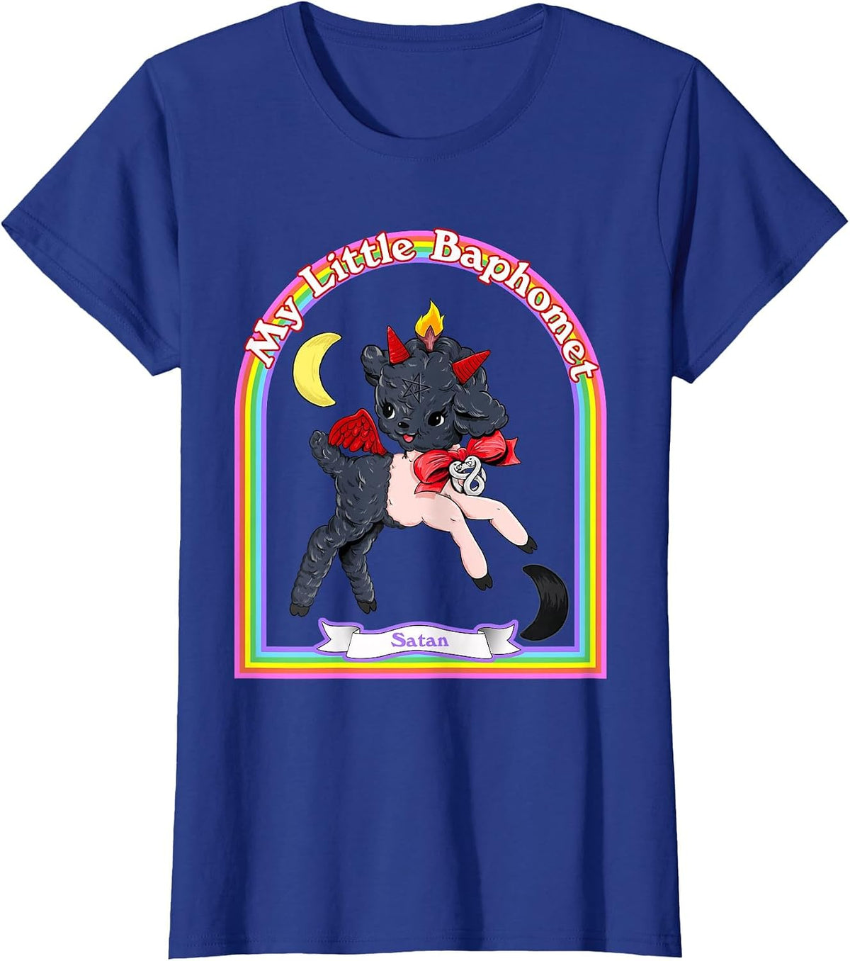 Baphomet Cute Satan Kawaii Retro Vintage Satanic Atheist T-Shirt - Royal Blue