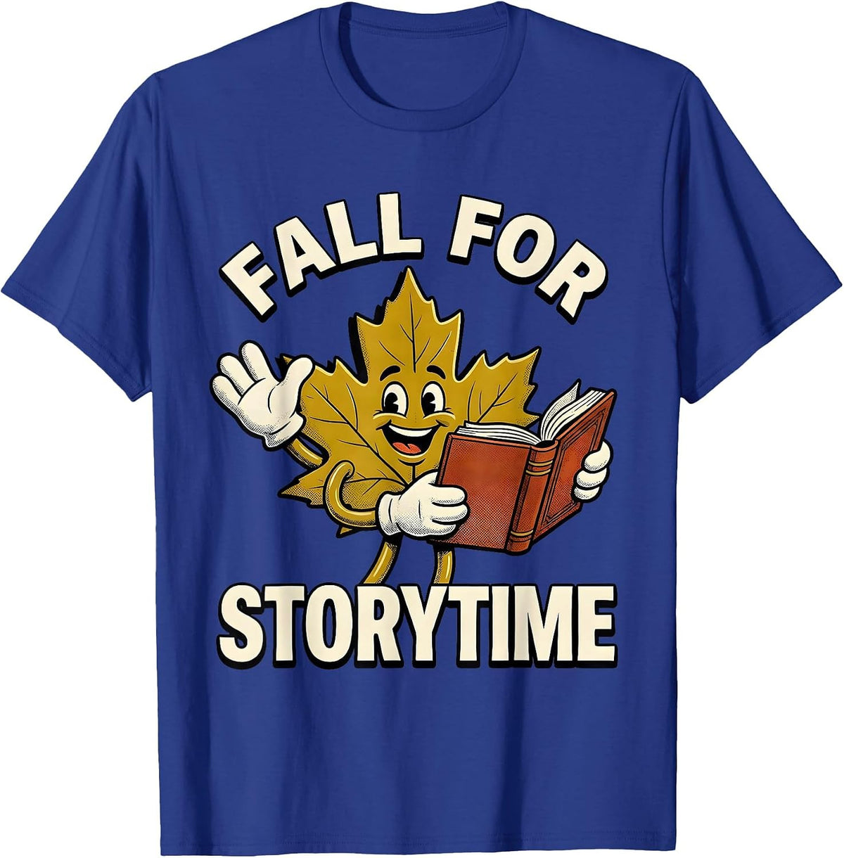 Fall For Storytime Retro Cartoon Teacher Fall Classroom Wear T-Shirt - Royal Blue