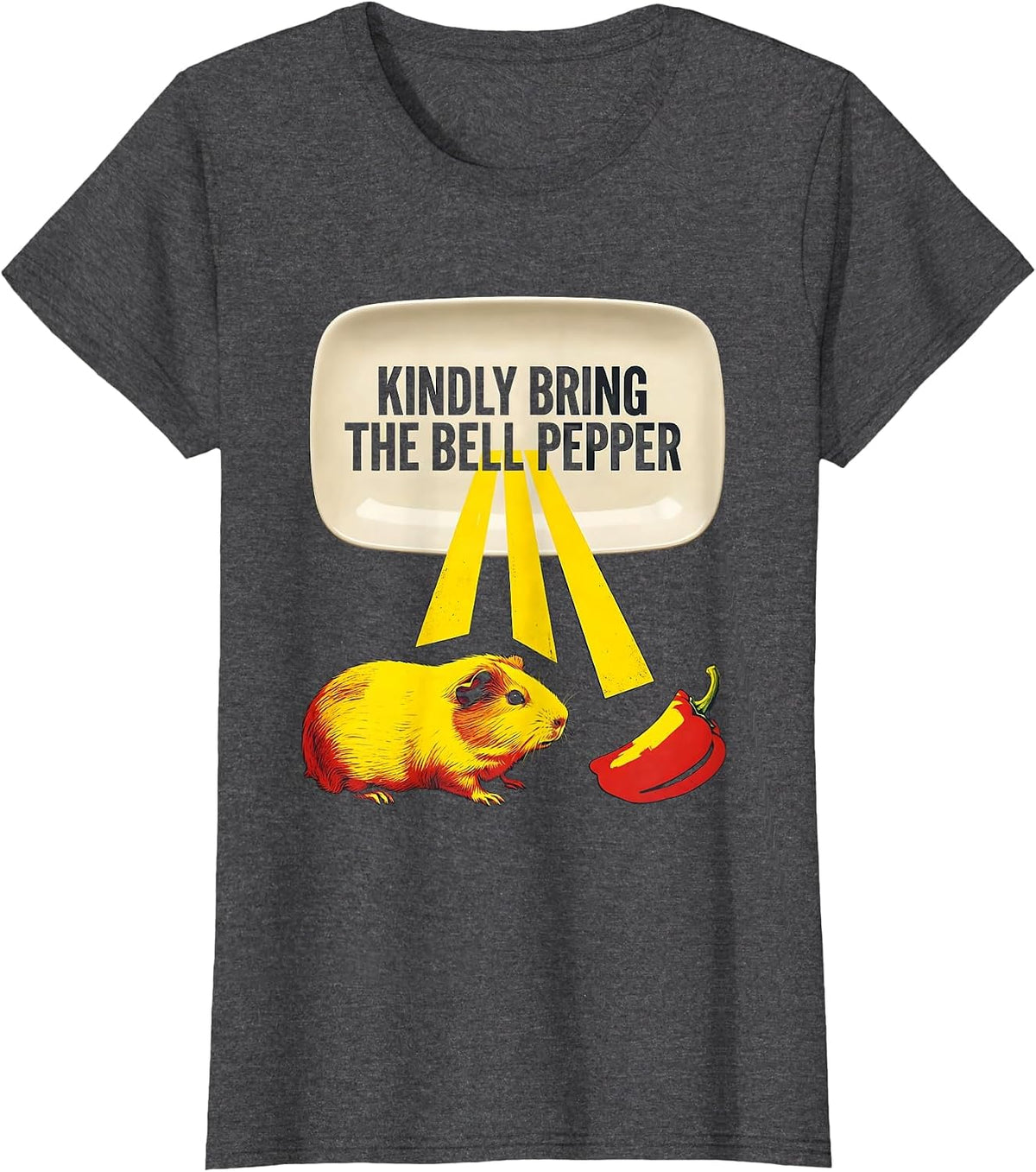 Women's Kindly Bring The Bell Pepper Funny Guinea Pig Cavy Lover T-Shirt - Dark Heather Grey
