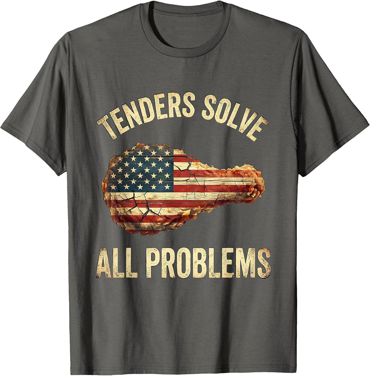 Tenders Solve All Problems Chicken Lover Design T-Shirt - Asphalt Grey
