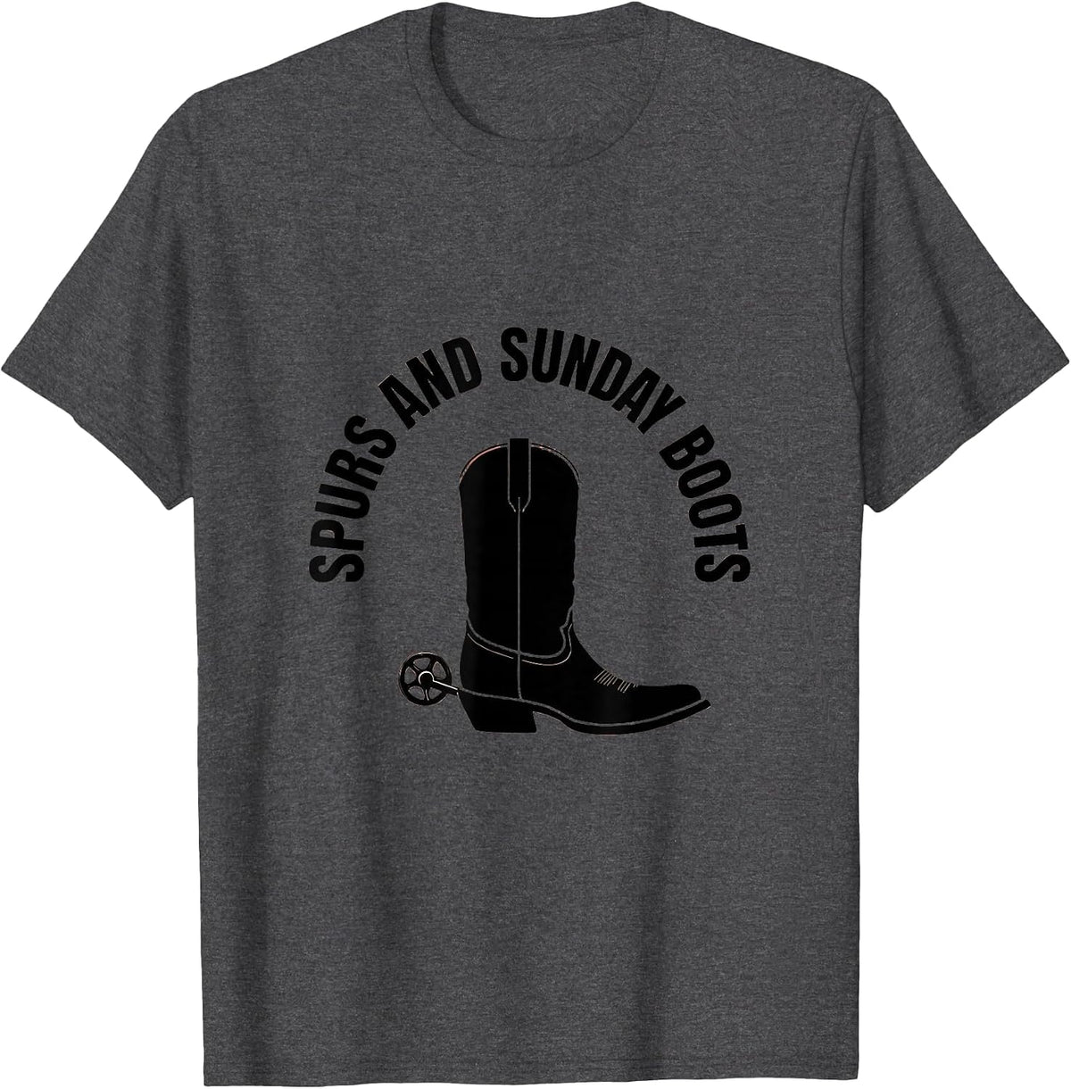 Spurs and Sunday Boots Cowgirl Design T-Shirt - Dark Heather Grey