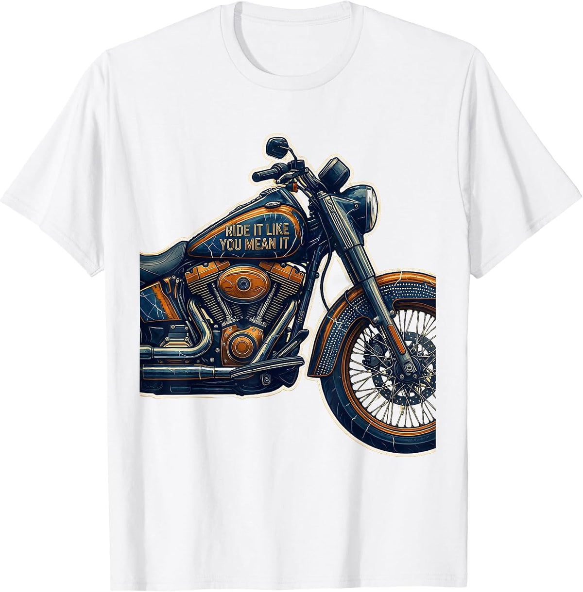 Men's Ride It Like You Mean It Motorcycle Design T-Shirt - White