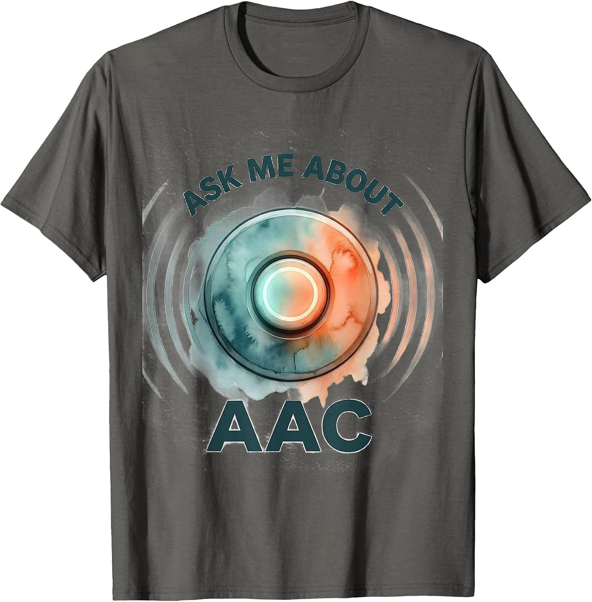 Men's Ask Me About AAC Watercolor Speech Therapy SLP Teacher T-Shirt - Asphalt Grey