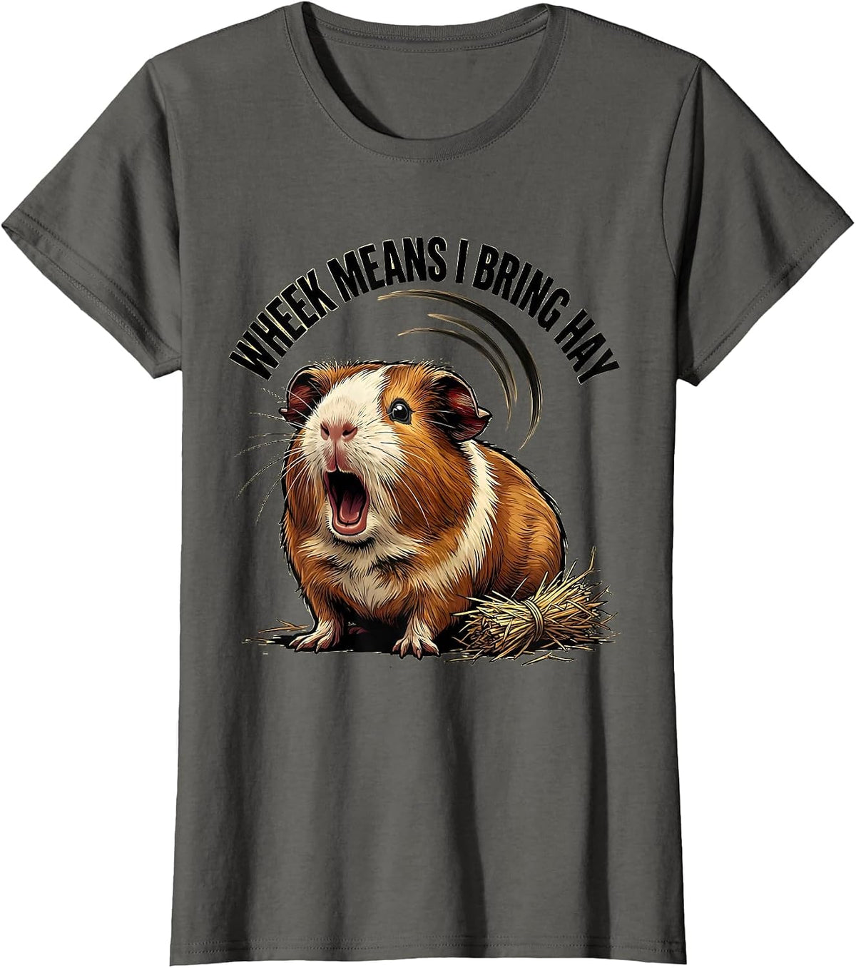 Women's Wheek Means I Bring Hay Funny Guinea Pig Pet Lover Gift T-Shirt - Asphalt Grey