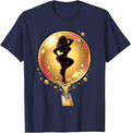 Silhouette in Champagne Bubbles Graphic Tee T-Shirt - Navy Blue
