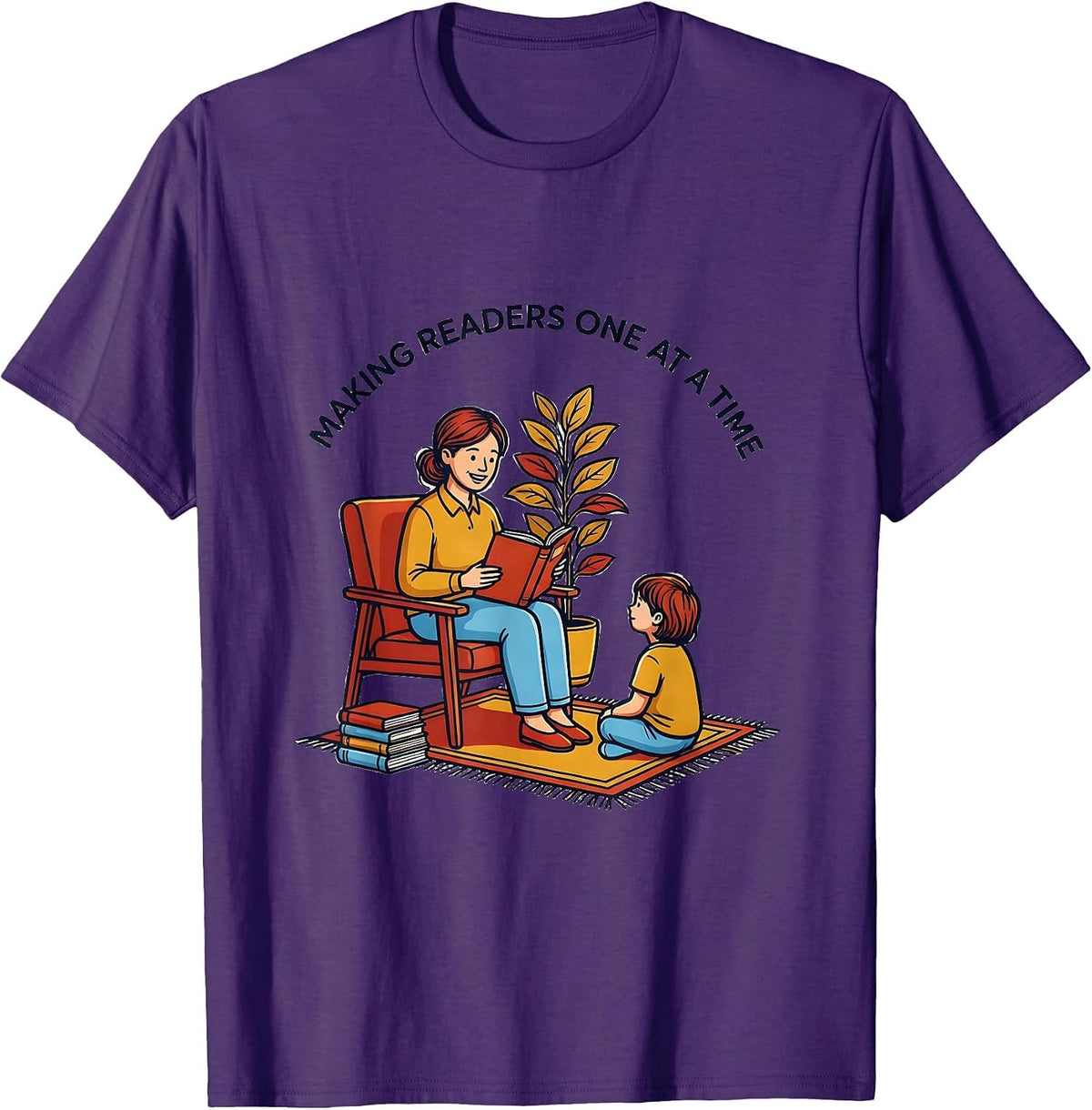 Men's 2nd Grade Teacher Making Readers One at a Time T-Shirt - Purple