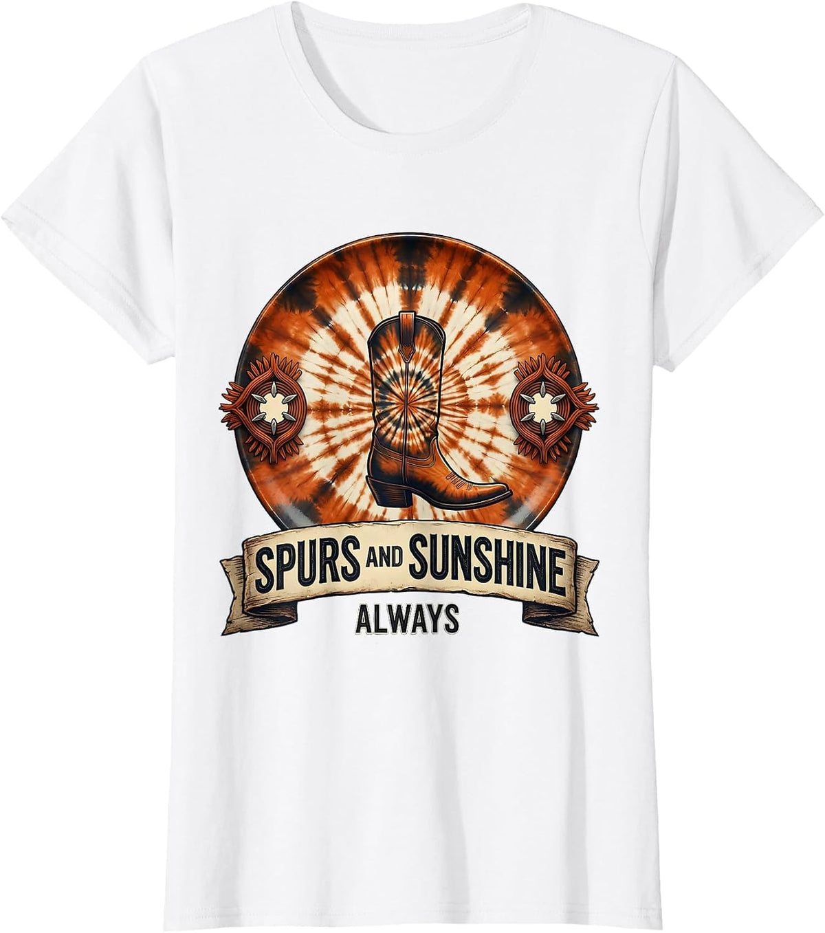 Women's Spurs and Sunshine Always Western Design T-Shirt - White