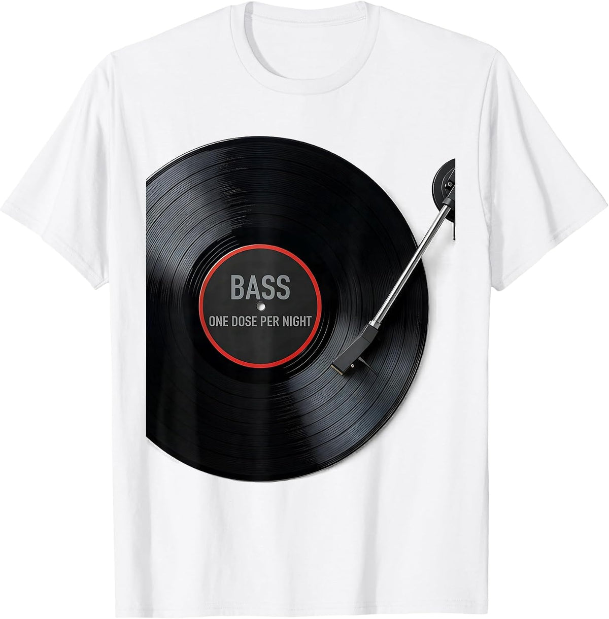 Men's Bass One Dose Per Night Geometric EDM Rave Music Lover DJ T-Shirt - White