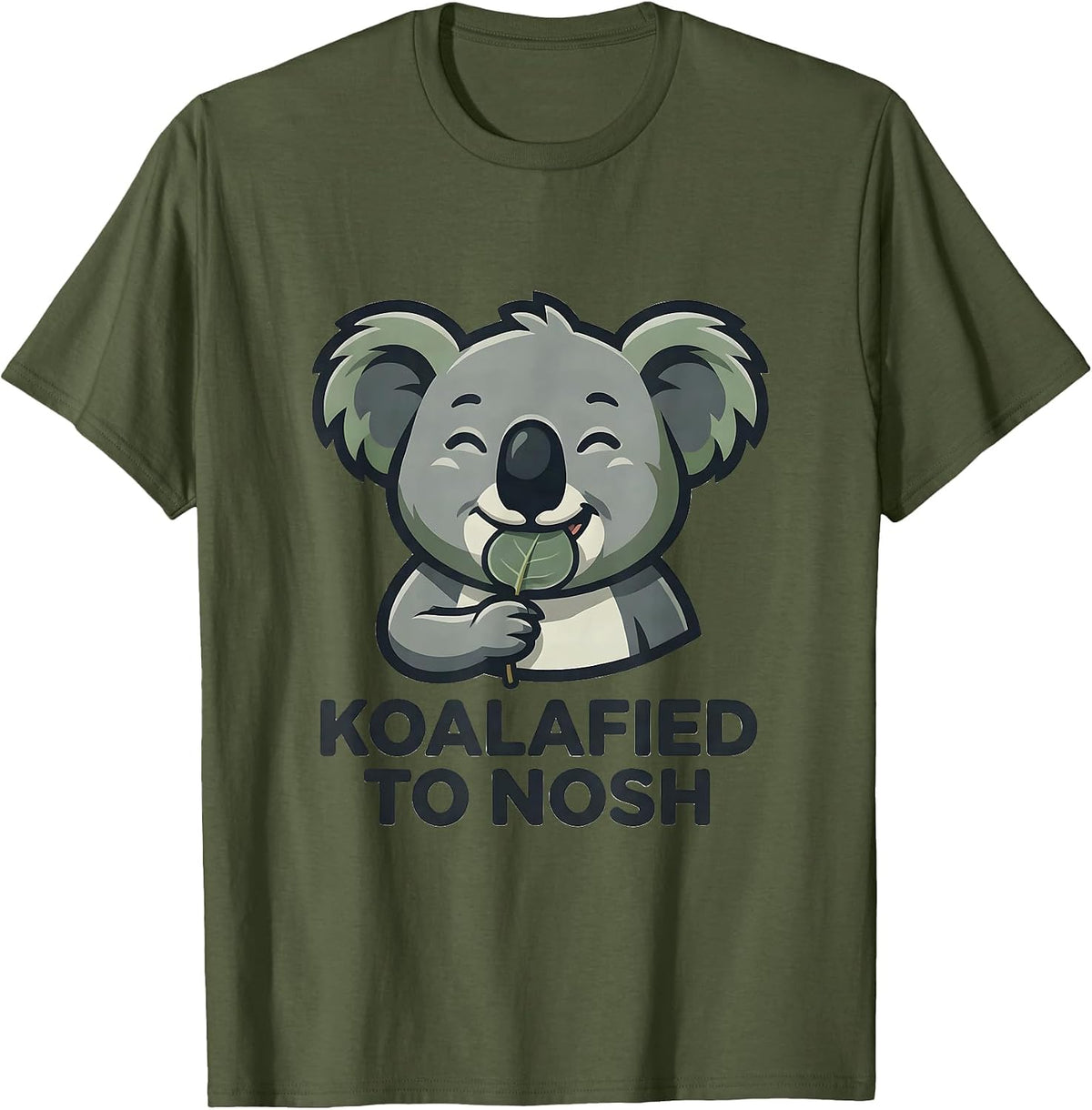Men's Koalafied To Nosh Funny Koala Animal Lover Pun Humor T-Shirt - Olive Green