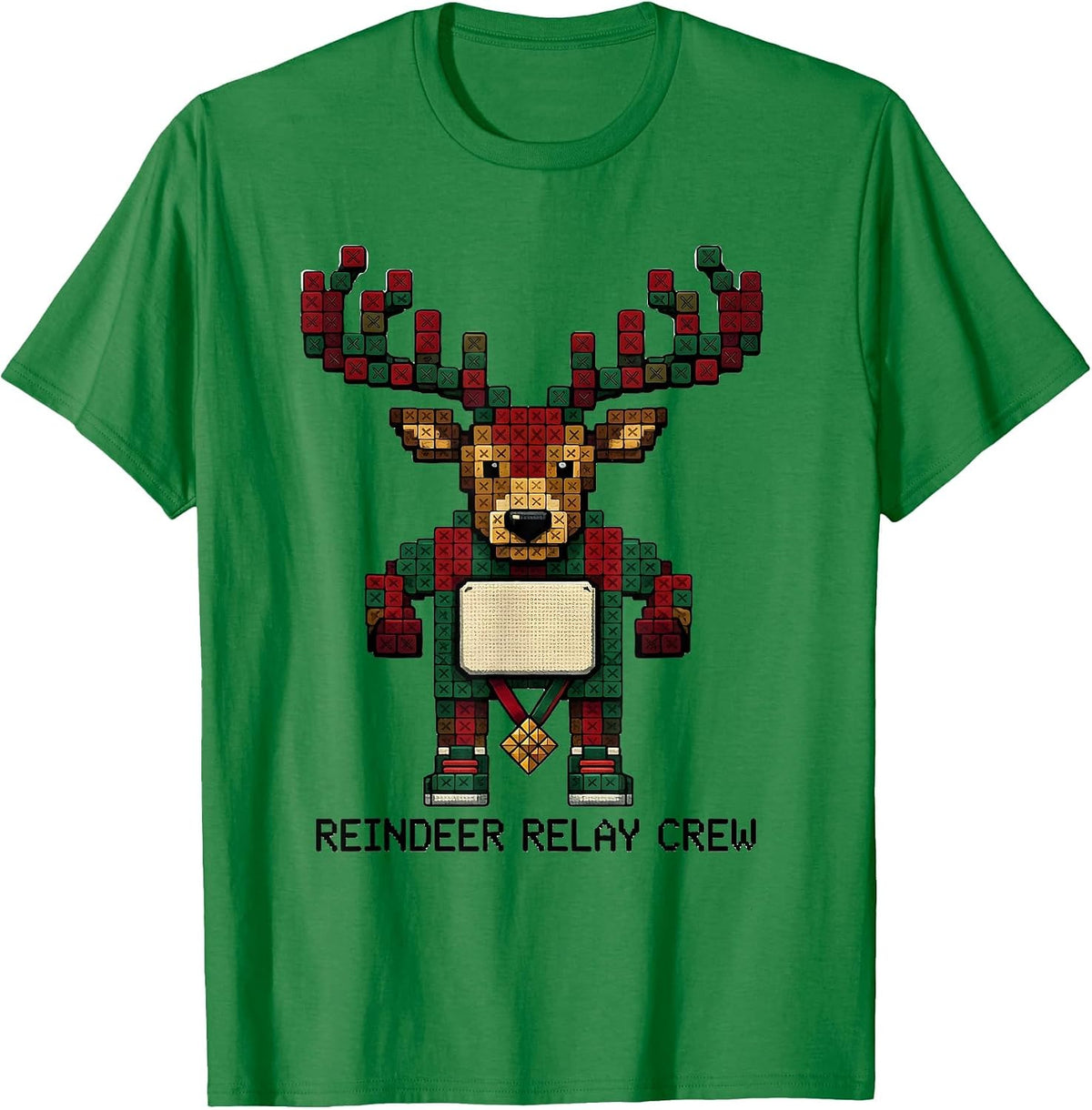 Men's Reindeer Relay Crew Funny Christmas Running 5k Squad Gift T-Shirt - Kelly Green