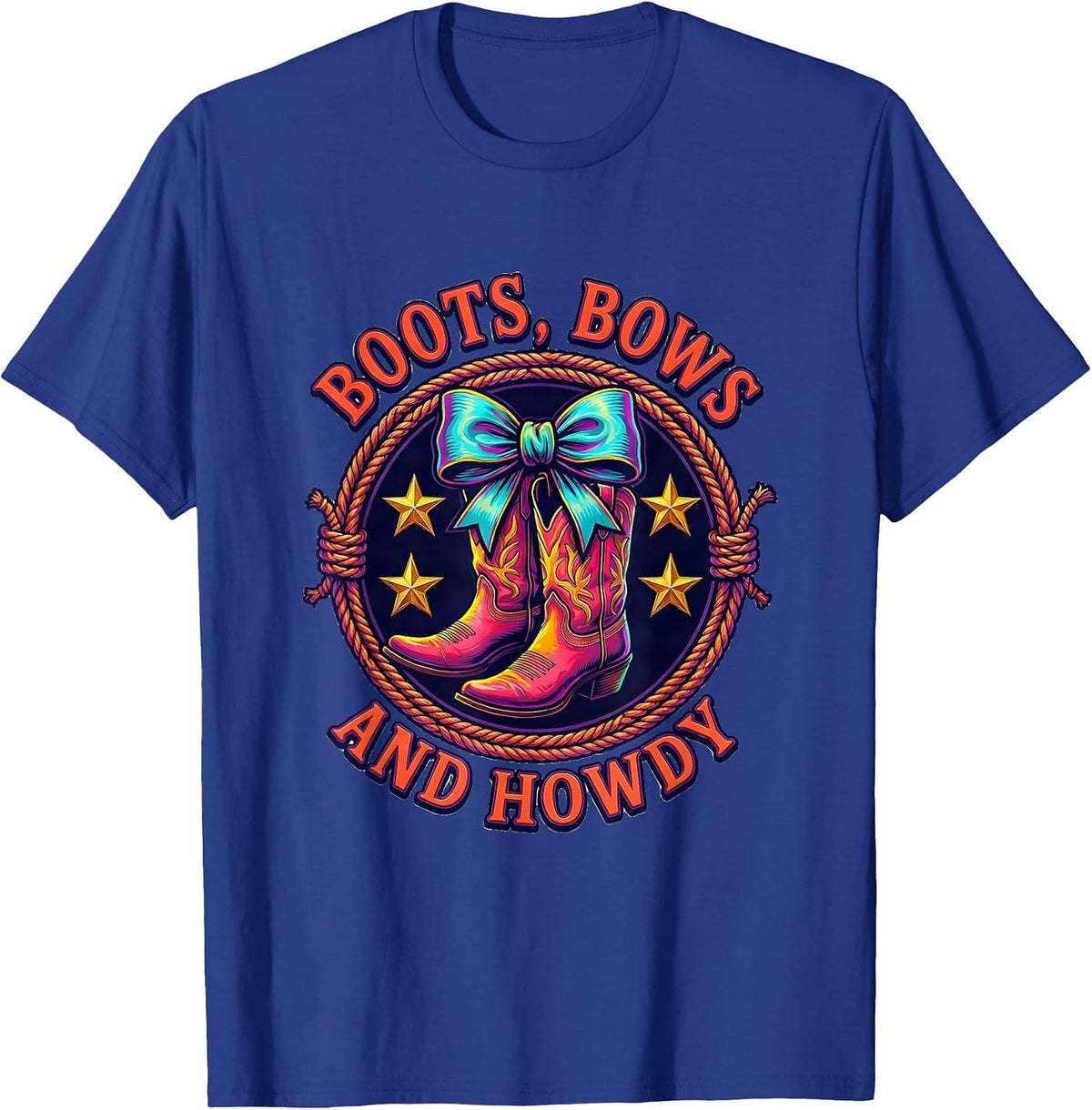 Men's Boots Bows and Howdy Western Women Design T-Shirt - Royal Blue