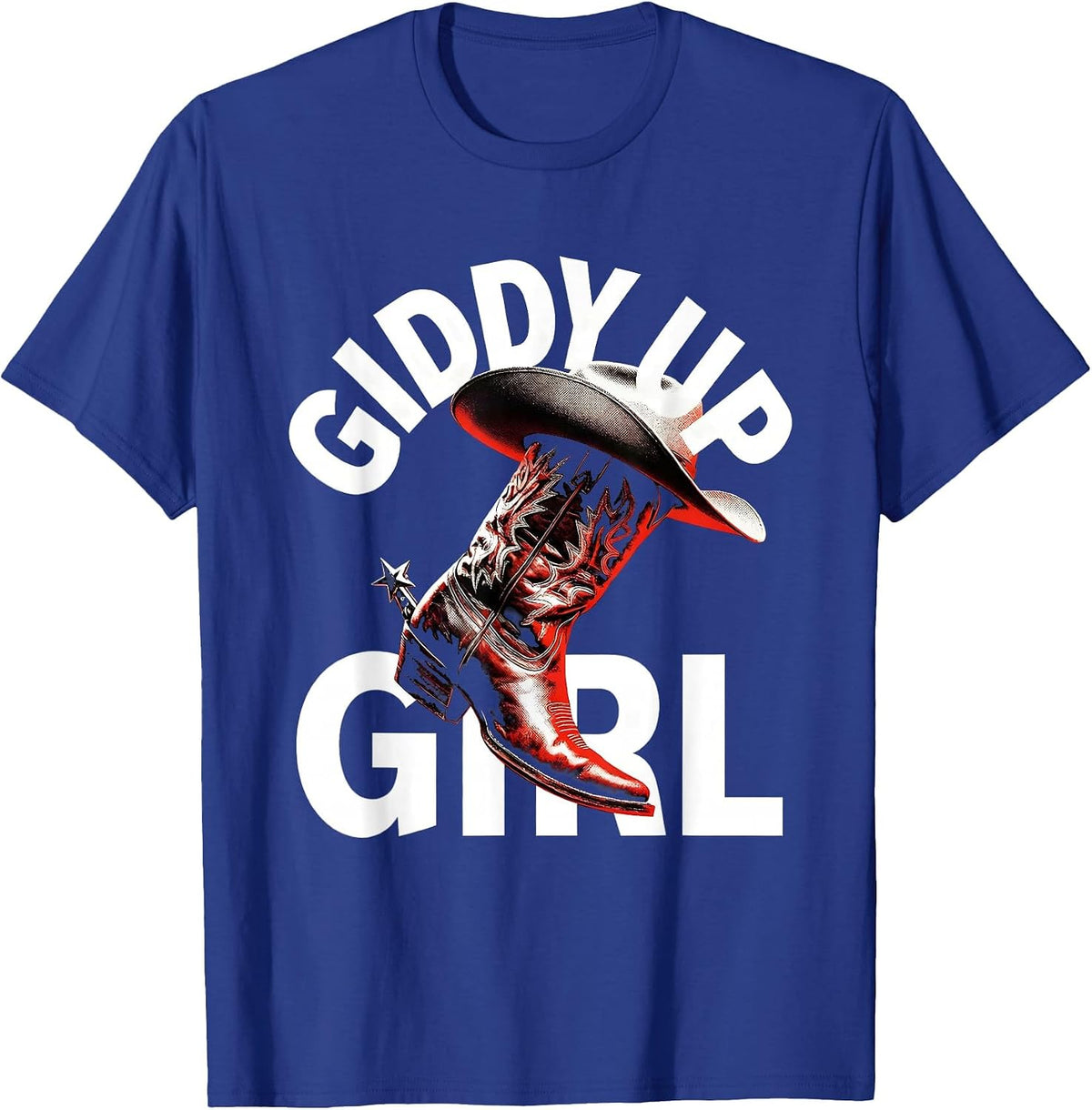 Men's Giddy Up Girl Cowgirl Western Design T-Shirt - Royal Blue