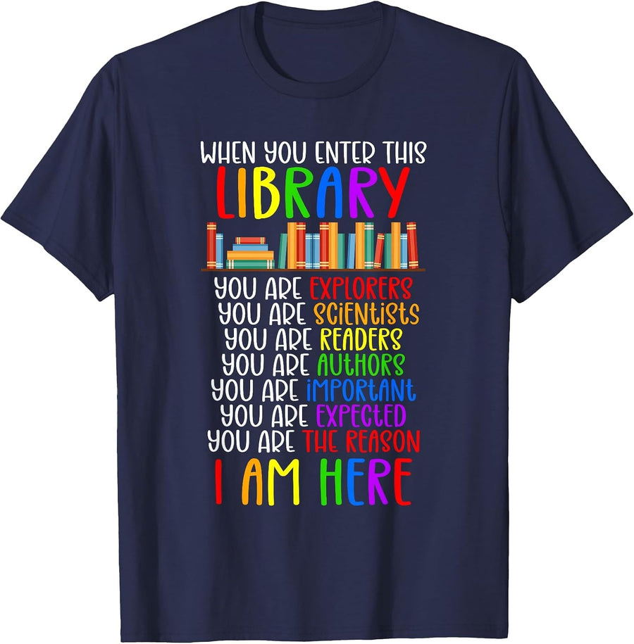 School Librarian Library Worker Appreciation T-Shirt - Navy Blue
