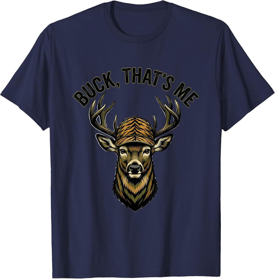 Buck That's Me Animal Skin Pattern Hunting Humor Deer Gift T-Shirt - Navy Blue