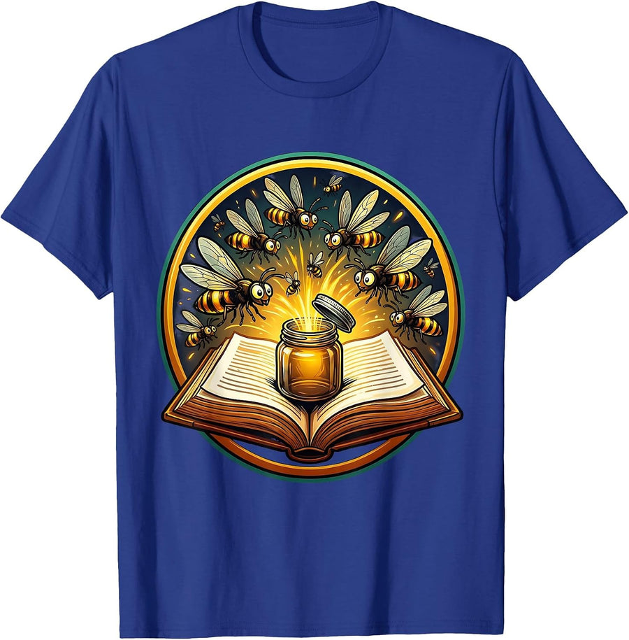 Special Education Teacher Fireflies Open Book T-Shirt - Royal Blue